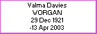 Valma D Worgan