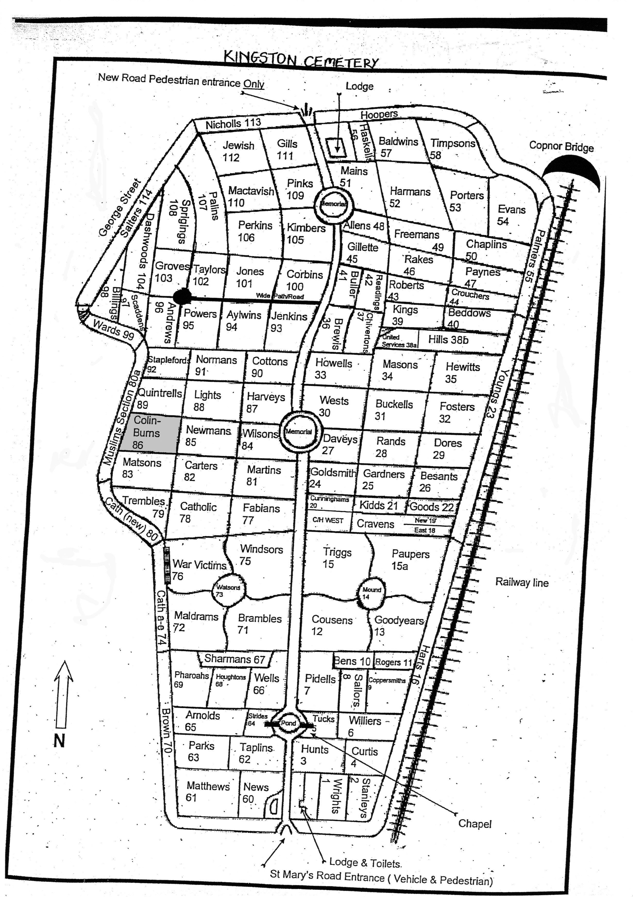 Plan of Kingston Cemetery, Portsea